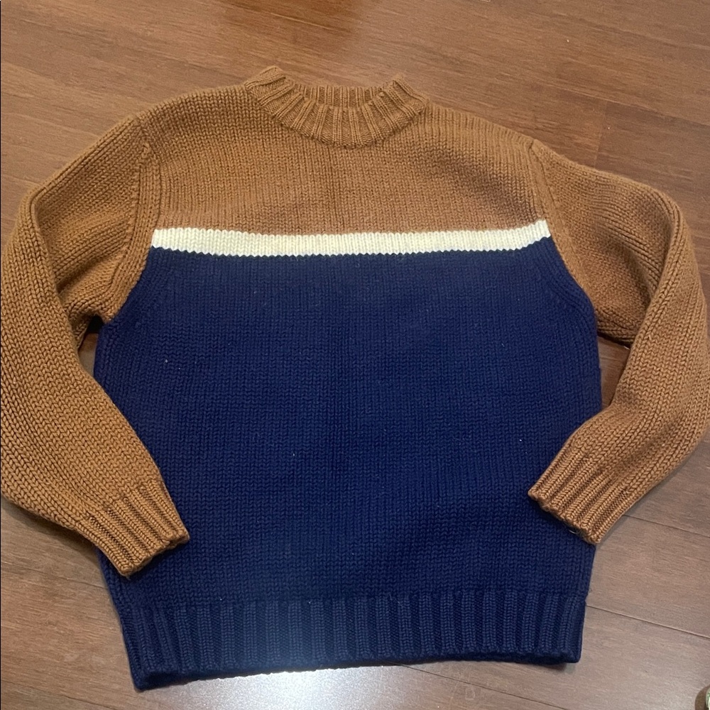 Jaeger Classic Crewneck Sweater in Brown and Navy